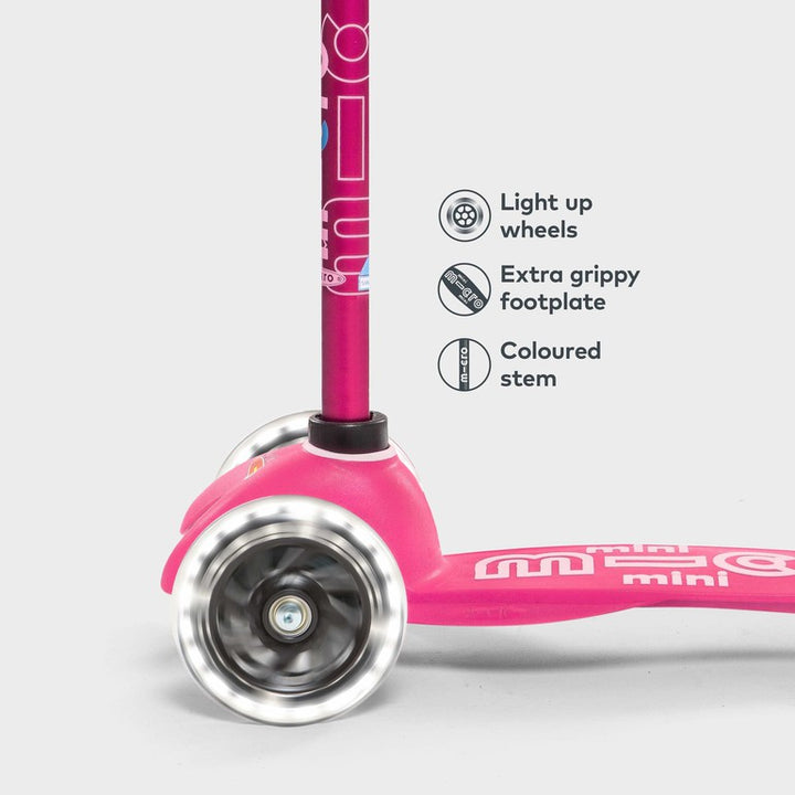 Mini Micro Deluxe - LED Wheels - Pink - 3-Wheeled Scooter for Kids, Ages 2-5