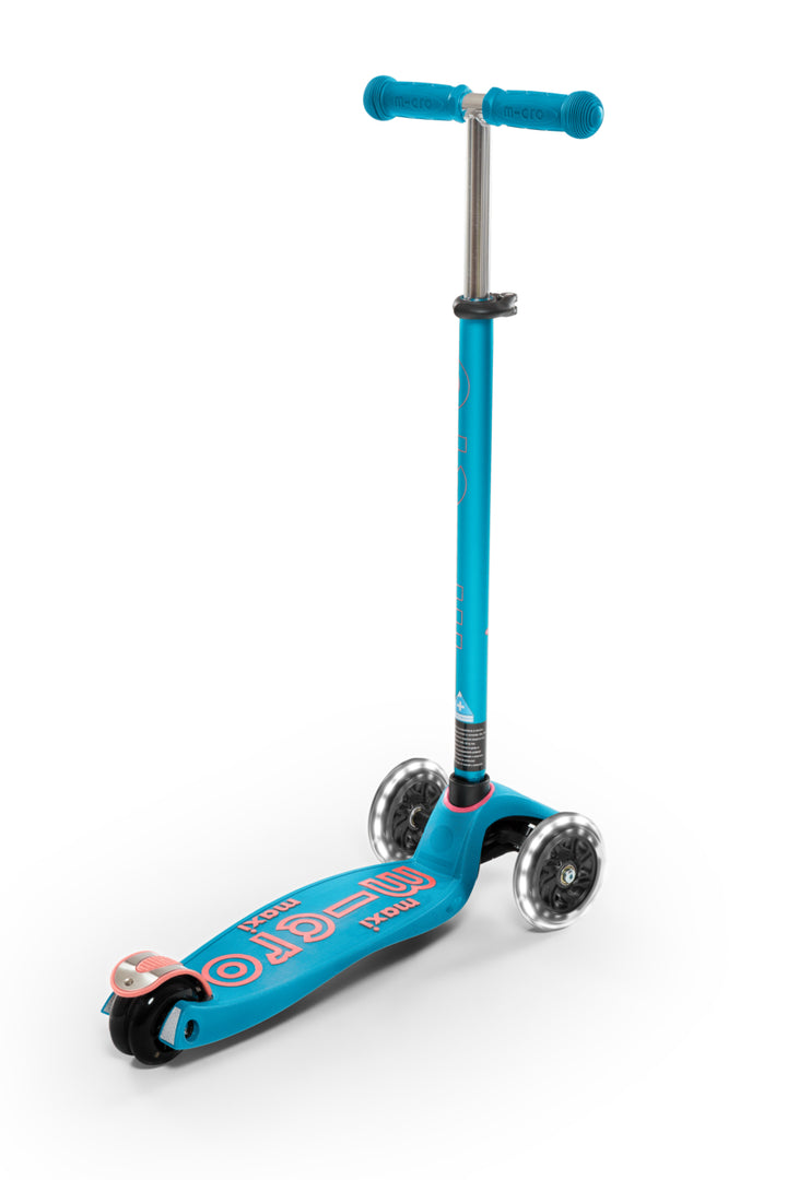 Maxi Micro Deluxe - LED Wheels - Aqua - 3-Wheeled Scooter for Kids, Ages 5-12