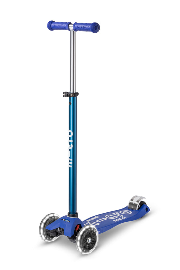 Maxi Micro Deluxe - LED Wheels - Blue White - 3-Wheeled Scooter for Kids, Ages 5-12