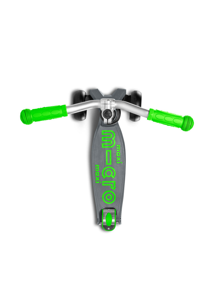 Maxi Micro Deluxe Pro - Grey/Green - 3-Wheeled Scooter for Kids, Ages 5-12