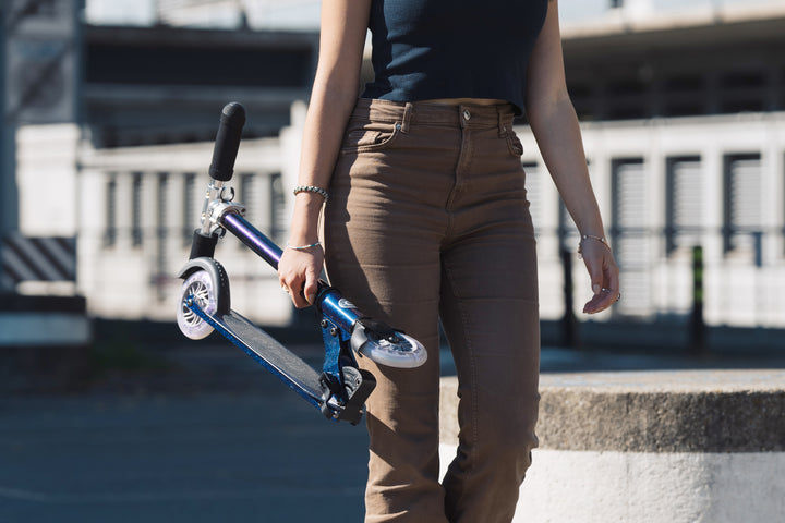 Micro Sprite Neochrome Scooter - LED Wheels - Pearl Blue Purple - 2-Wheeled Scooter for Kids and Adults