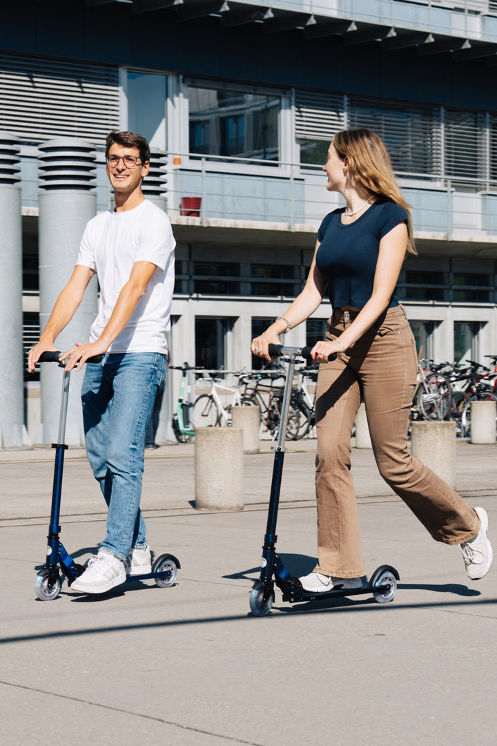 Micro Sprite Neochrome Scooter - LED Wheels - Pearl Blue Purple - 2-Wheeled Scooter for Kids and Adults