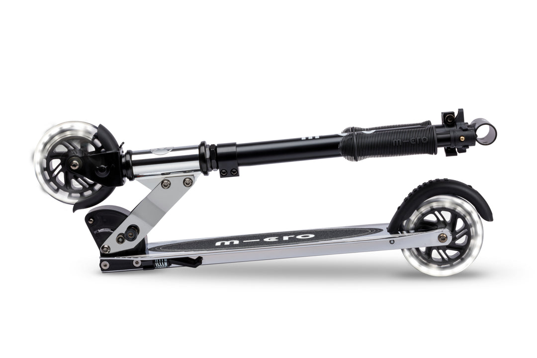 Micro Sprite Neochrome Scooter - LED Wheels - SilverChrome - 2-Wheeled Scooter for Kids and Adults