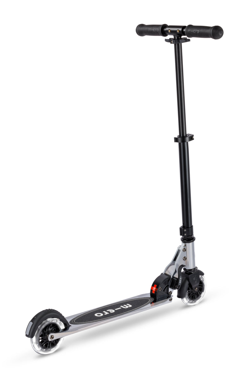 Micro Sprite Neochrome Scooter - LED Wheels - SilverChrome - 2-Wheeled Scooter for Kids and Adults