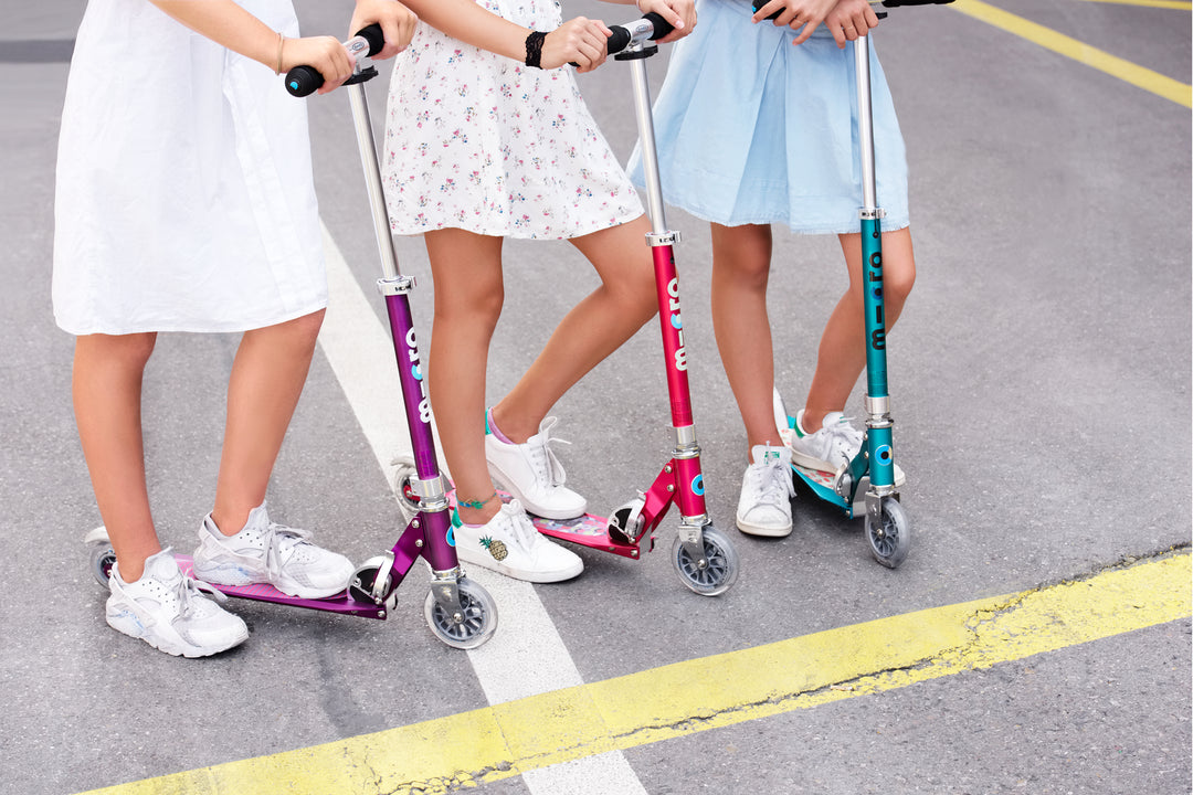 Micro Sprite Scooter - Raspberry Floral Dot - 2-Wheeled Scooter for Kids and Teens