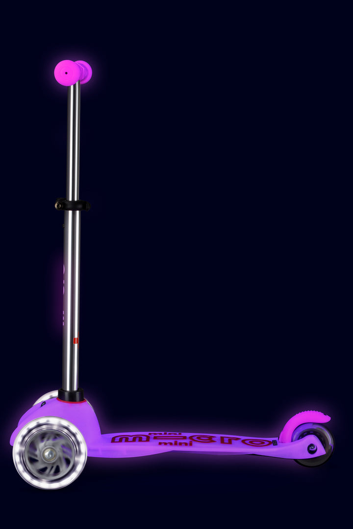 Mini Micro Deluxe Glow LED - Frosty Pink - 3-Wheeled Scooter for Kids, Ages 2-5