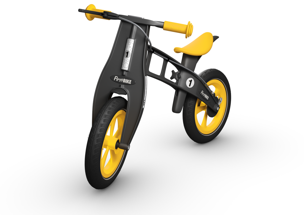 FirstBIKE Kids Balance Bike Adaptable Height Lightweight Develops Balance No Training Wheels Model Limited Yellow