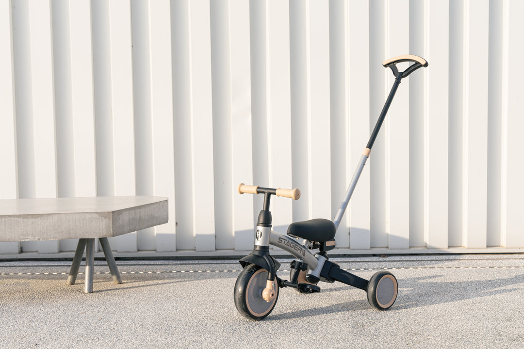 QPLAY STAGER 3IN1 TRICYCLE W/CHILD PUSH CHAIR - SILVER
