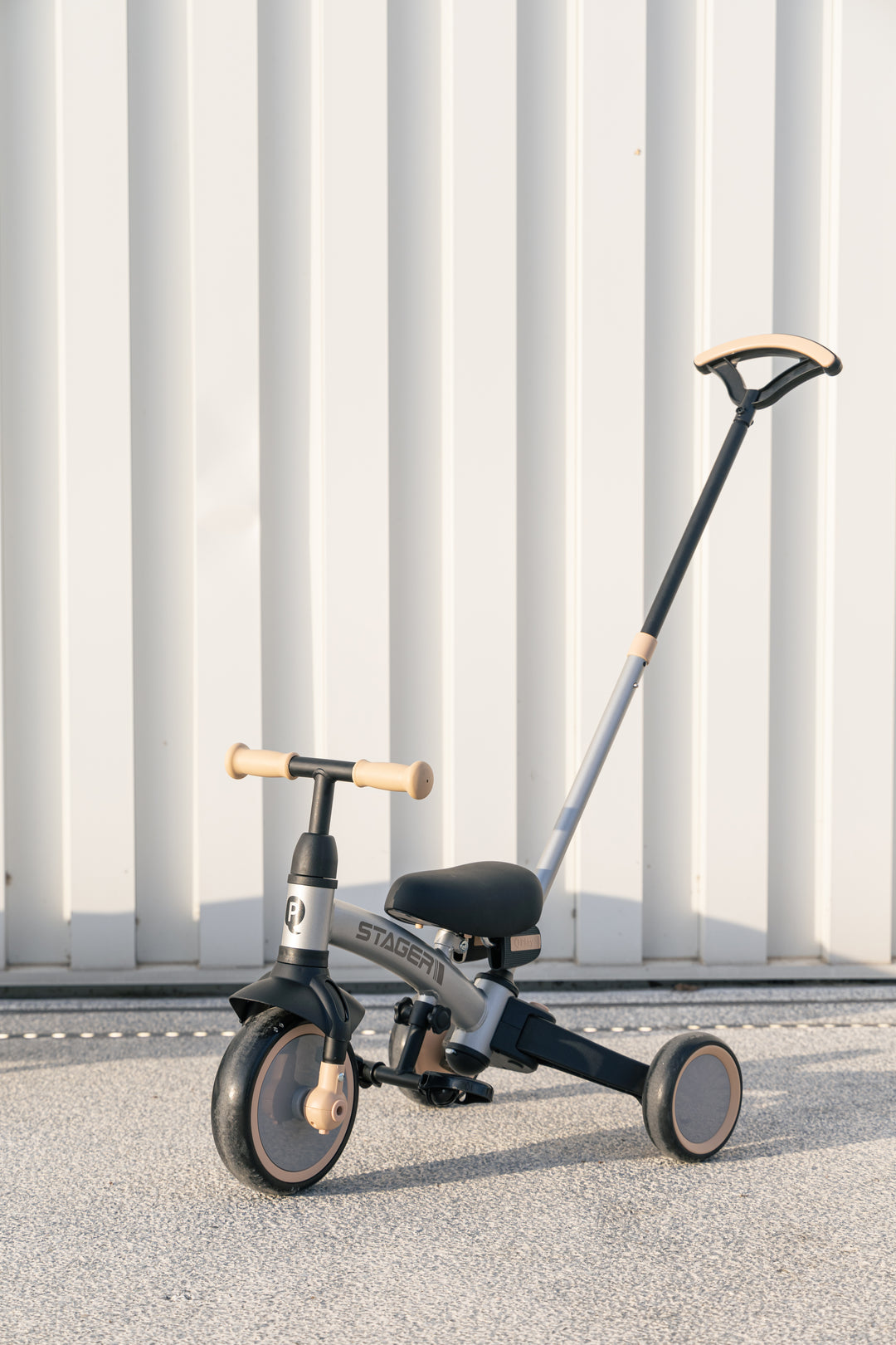 QPLAY STAGER 3IN1 TRICYCLE W/CHILD PUSH CHAIR - SILVER