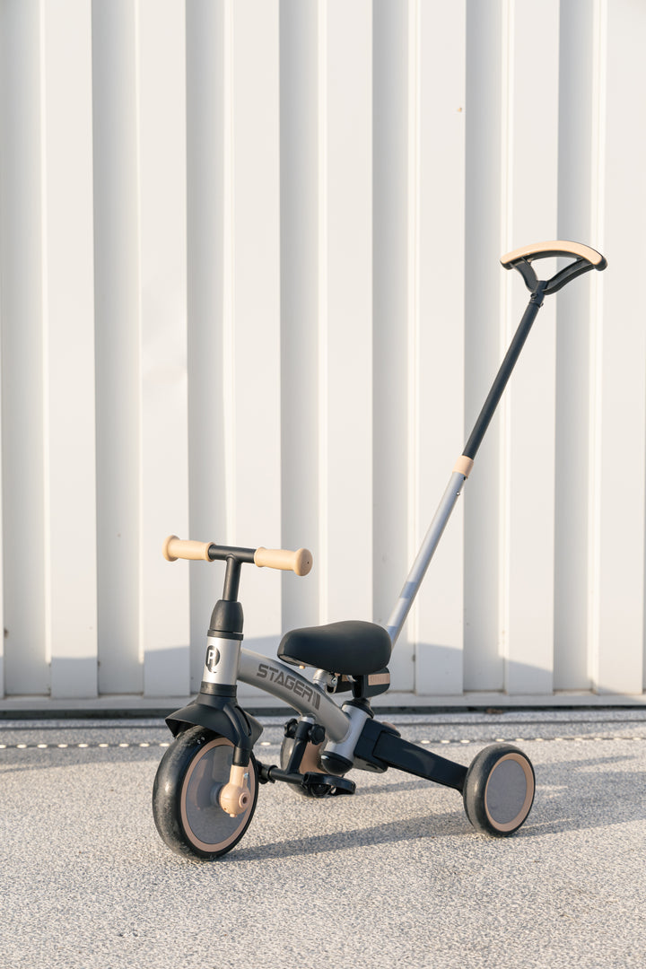 QPLAY STAGER 3IN1 TRICYCLE W/CHILD PUSH CHAIR - SILVER