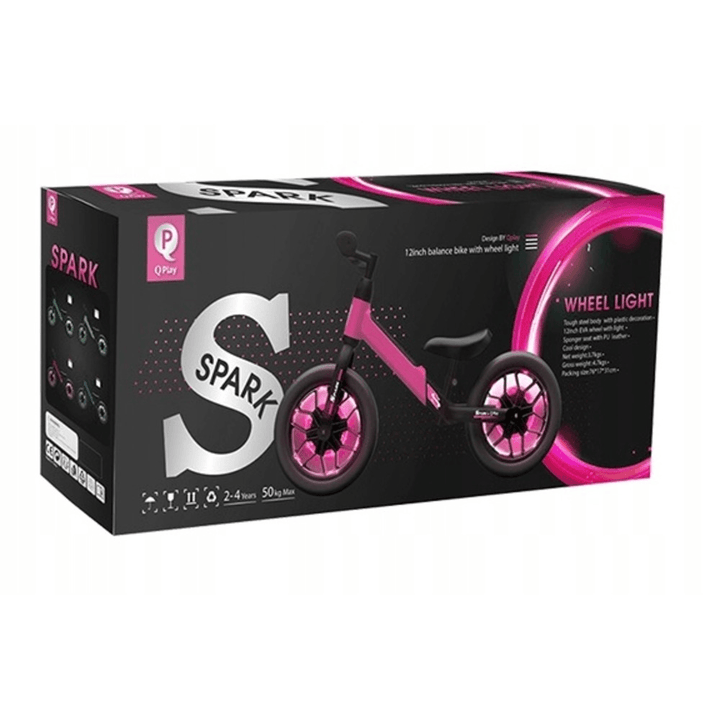 Qplay Spark Balance Bike with LED Lights - Pink