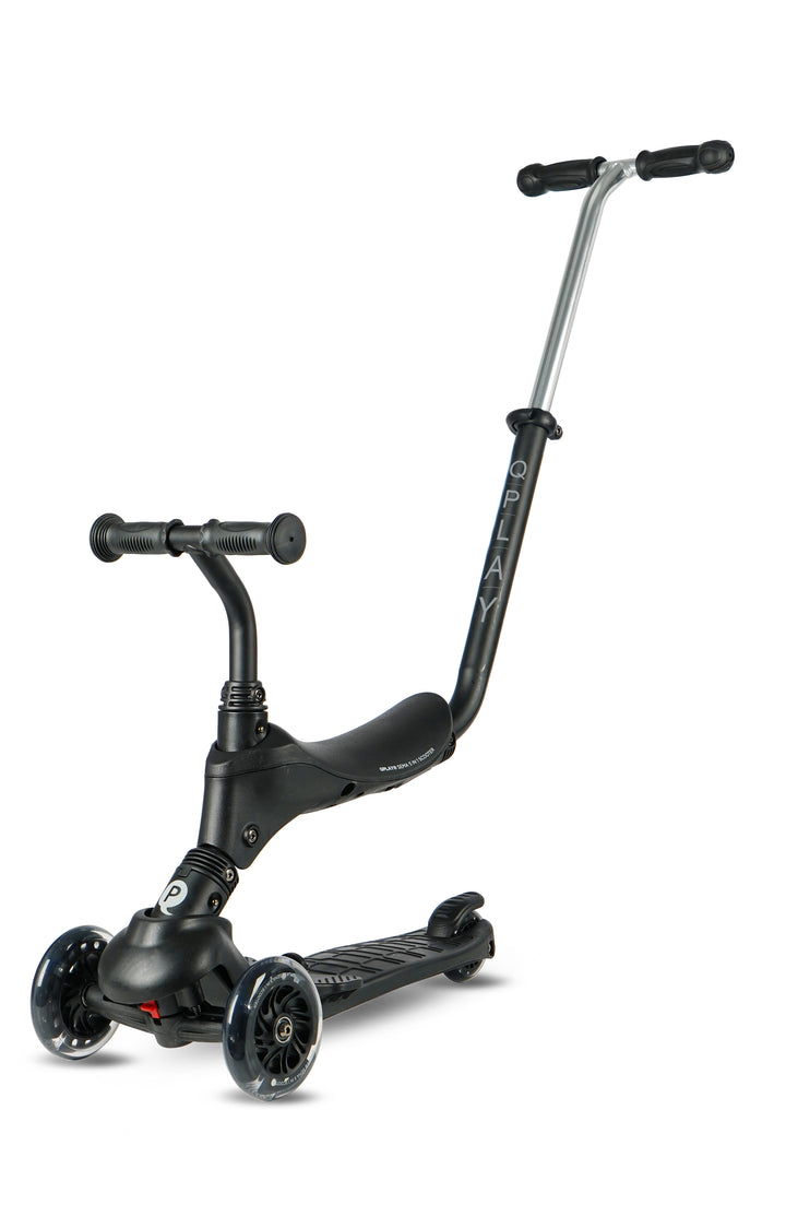 Pro: QPlay SEMA Pro Scooter: Multi-Stage Ride-on for ages 1-6 | LED Wheels | Black