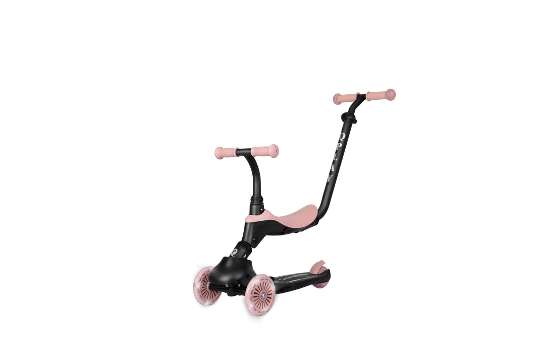 QPlay SEMA Evo Scooter: Multi-Stage Ride-on for ages 1-6 | LED Wheels & Deck | Coral Pink