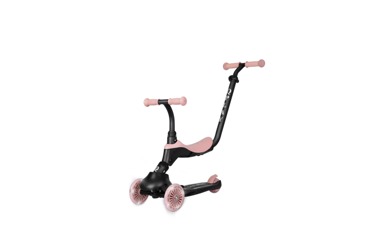 QPlay SEMA Evo Scooter: Multi-Stage Ride-on for ages 1-6 | LED Wheels & Deck | Coral Pink