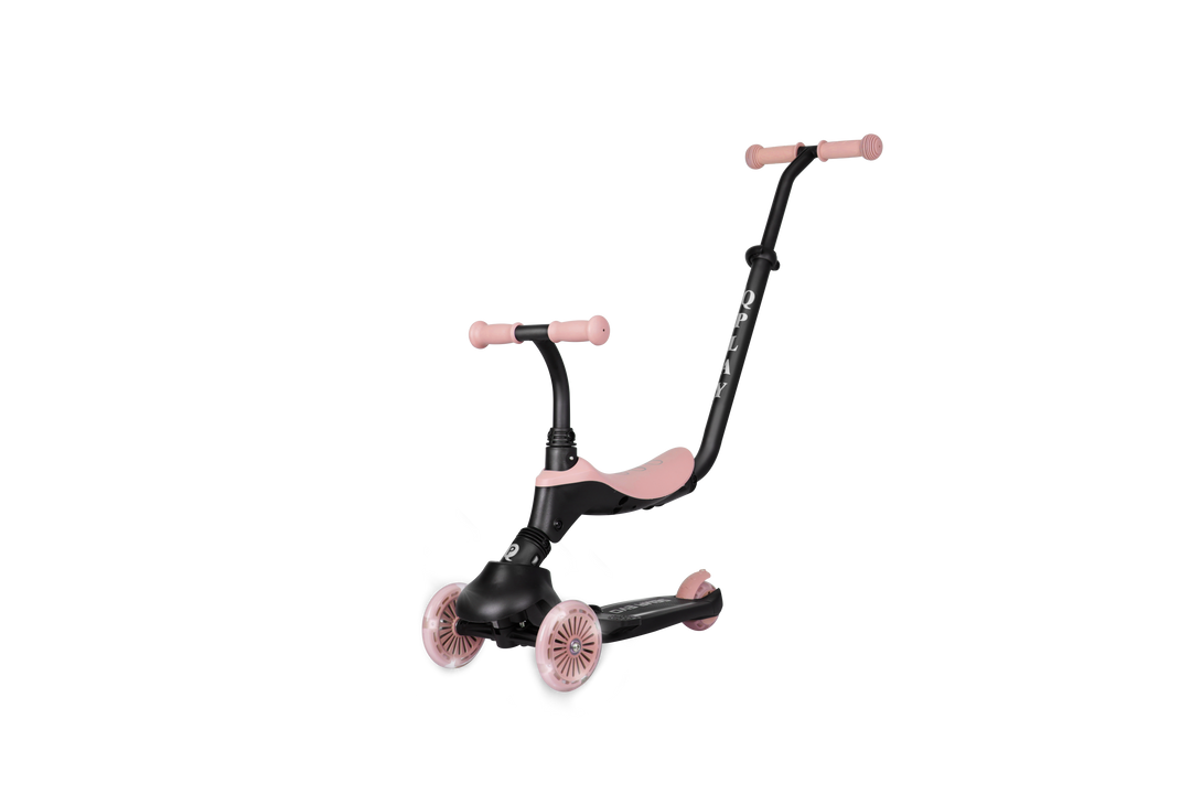 QPlay SEMA Evo Scooter: Multi-Stage Ride-on for ages 1-6 | LED Wheels & Deck | Coral Pink