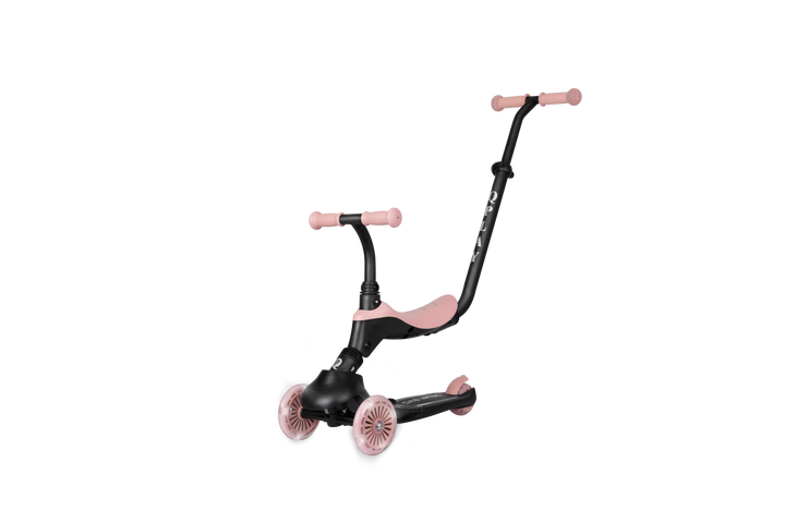 QPlay SEMA Evo Scooter: Multi-Stage Ride-on for ages 1-6 | LED Wheels & Deck | Coral Pink