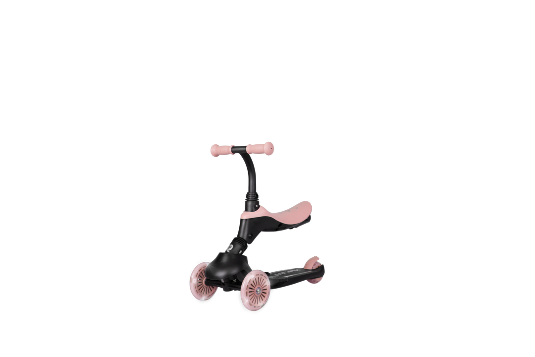 QPlay SEMA Evo Scooter: Multi-Stage Ride-on for ages 1-6 | LED Wheels & Deck | Coral Pink