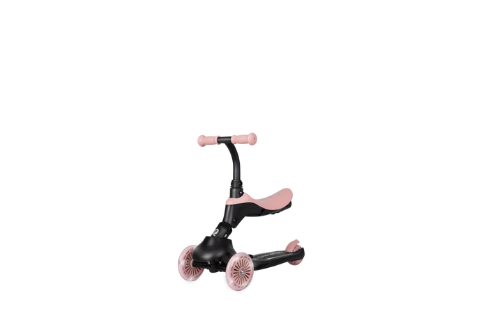 QPlay SEMA Evo Scooter: Multi-Stage Ride-on for ages 1-6 | LED Wheels & Deck | Coral Pink