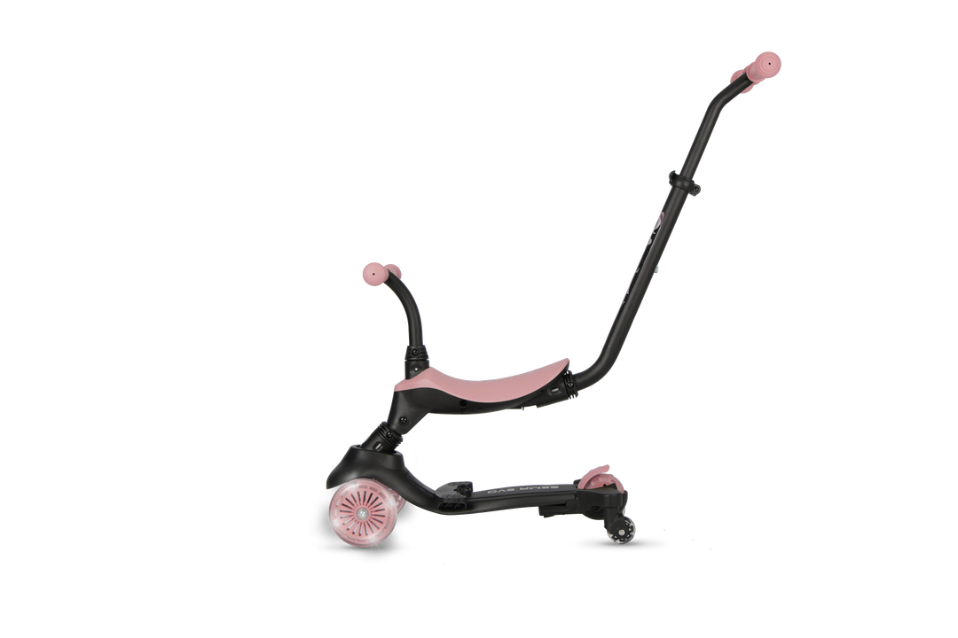 QPlay SEMA Evo Scooter: Multi-Stage Ride-on for ages 1-6 | LED Wheels & Deck | Coral Pink