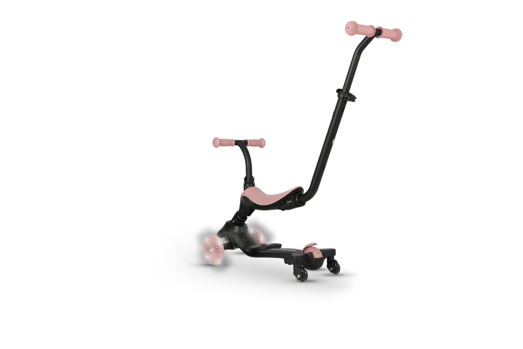 QPlay SEMA Evo Scooter: Multi-Stage Ride-on for ages 1-6 | LED Wheels & Deck | Coral Pink