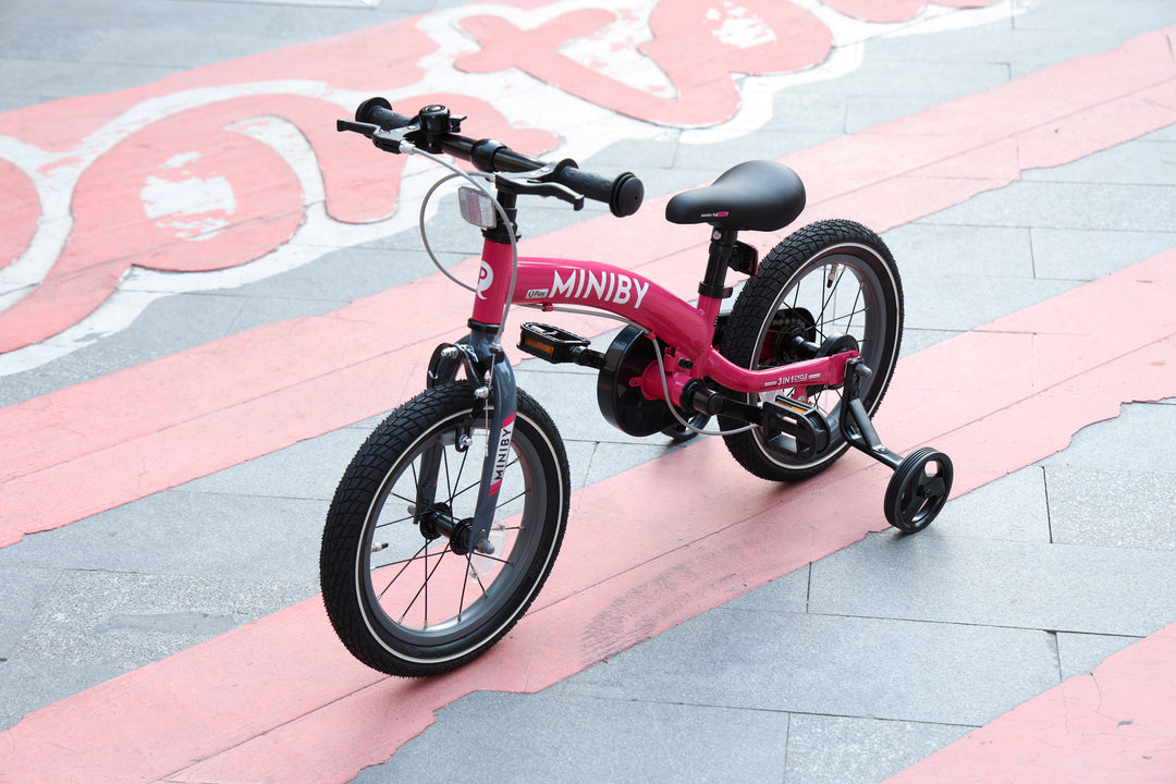 QPlay Miniby 3-in-1 Kids Bike: Balance to Pedal | 14" Air Wheels | Rose
