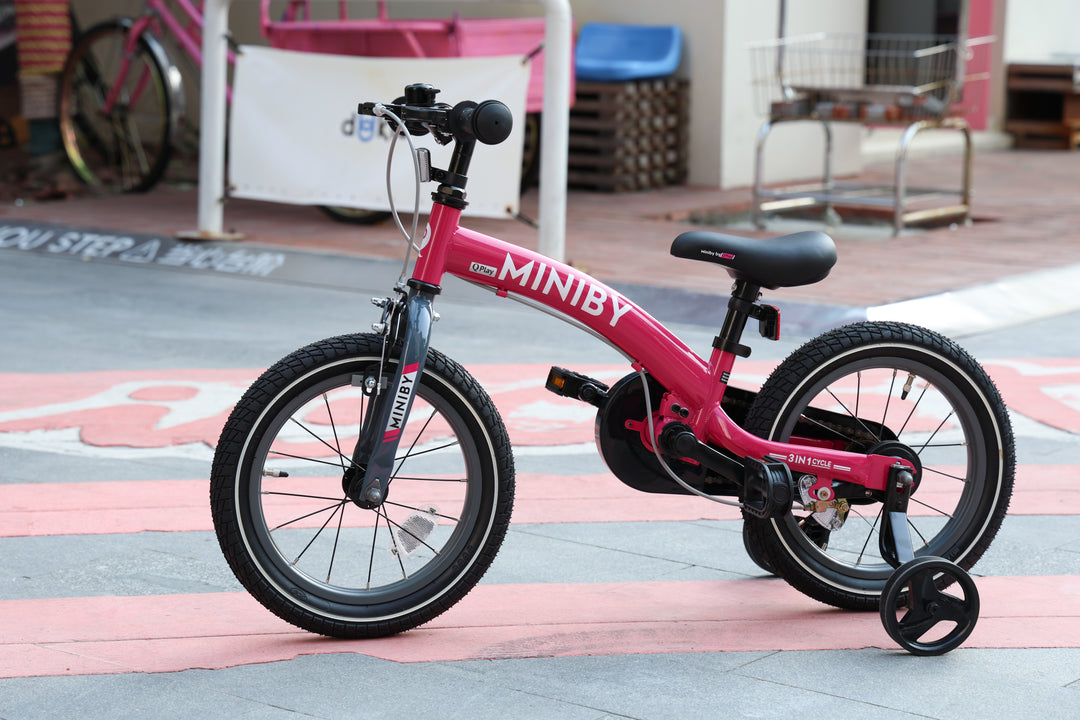 QPlay Miniby 3-in-1 Kids Bike: Balance to Pedal | 14" Air Wheels | Rose