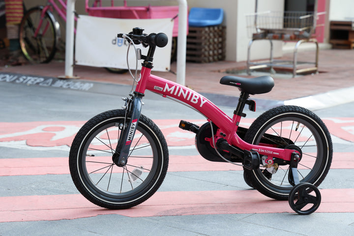 QPlay Miniby 3-in-1 Kids Bike: Balance to Pedal | 14" Air Wheels | Rose