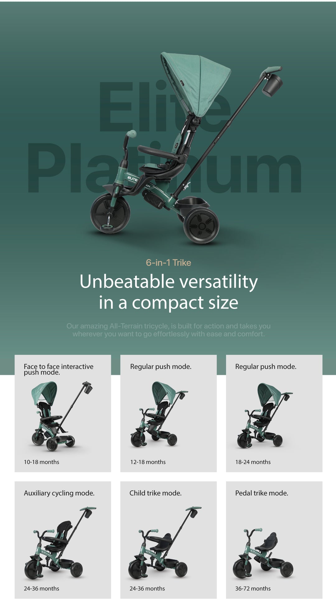 QPlay Elite Platinum Tricycle - Green