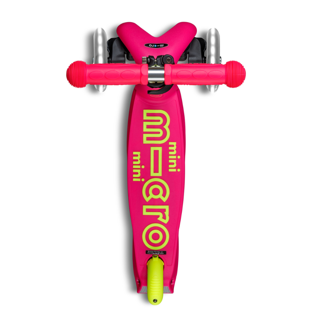 Mini Micro Deluxe - Foldable Neon LED - Flamingo Yellow | 3-Wheeled Scooter for ages 2-5