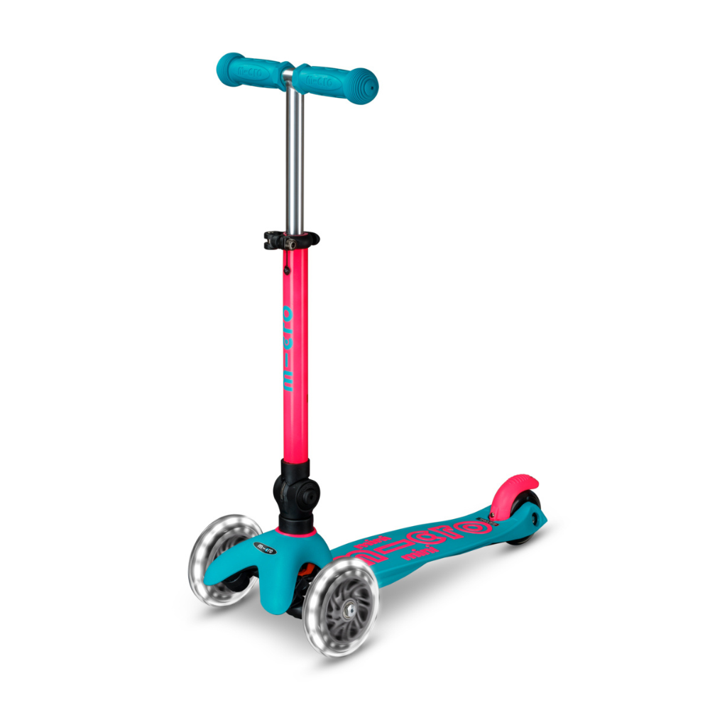 Mini Micro Deluxe - Foldable Neon LED - Marine Pink | 3-Wheeled Scooter for ages 2-5