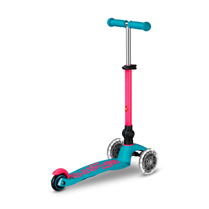 Mini Micro Deluxe - Foldable Neon LED - Marine Pink | 3-Wheeled Scooter for ages 2-5