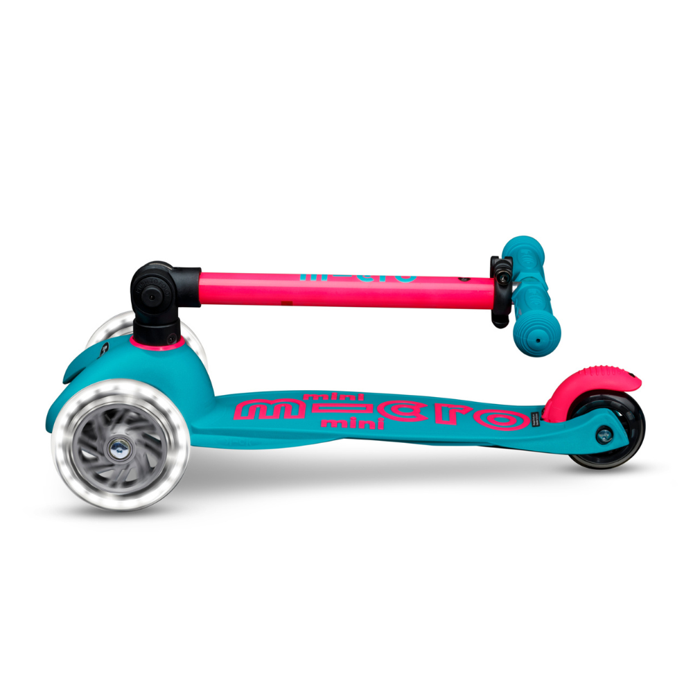 Mini Micro Deluxe - Foldable Neon LED - Marine Pink | 3-Wheeled Scooter for ages 2-5
