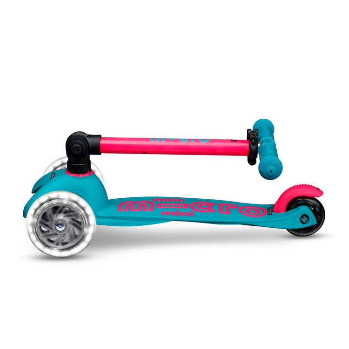 Mini Micro Deluxe - Foldable Neon LED - Marine Pink | 3-Wheeled Scooter for ages 2-5