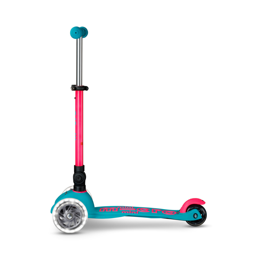 Mini Micro Deluxe - Foldable Neon LED - Marine Pink | 3-Wheeled Scooter for ages 2-5