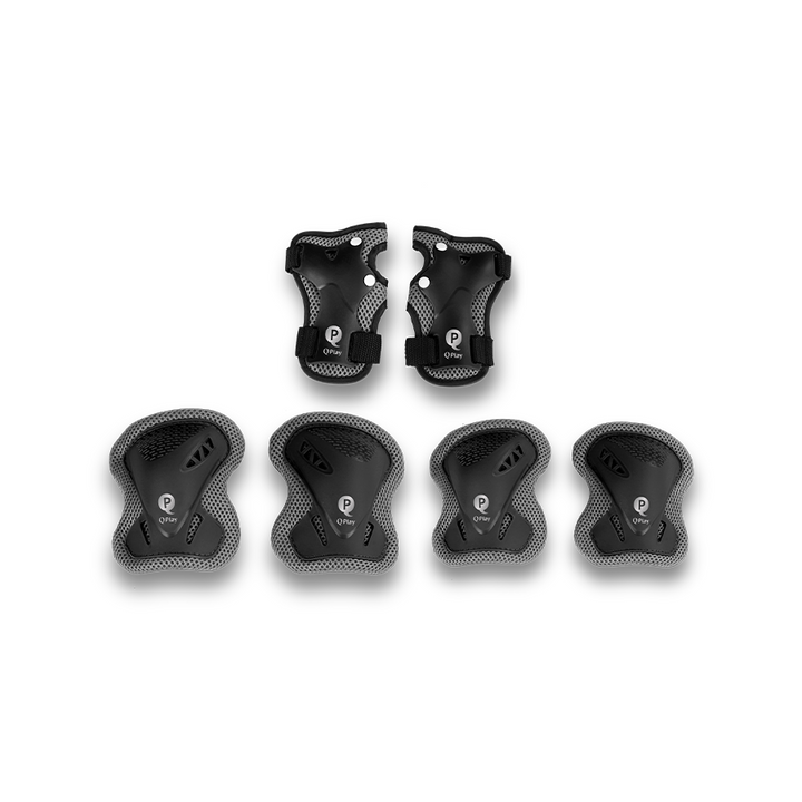QPlay Protective Pads – Black | Knee, Elbow & Wrist | Size S