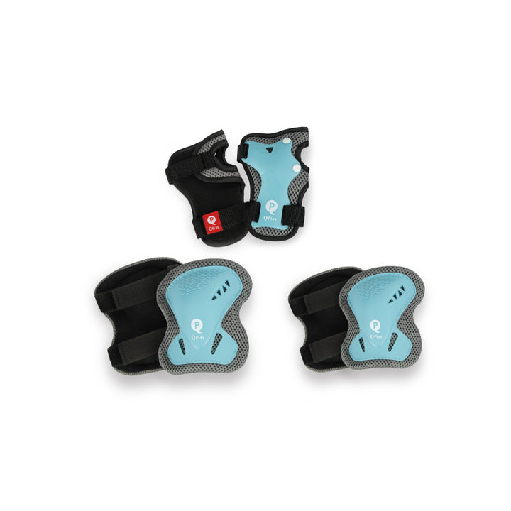 QPlay Protective Pads – Sky Blue | Knee, Elbow & Wrist | Size S