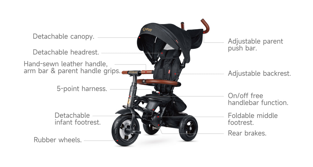 QPlay Rito Deluxe: Transforming Tricycle | Black
