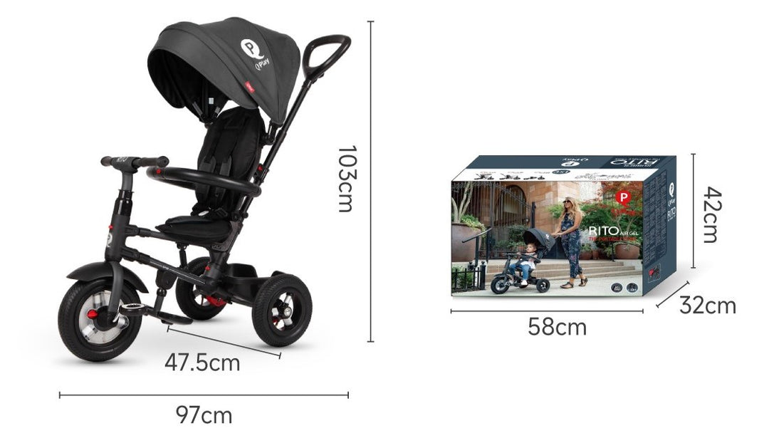 QPlay Rito Air Gel: Transforming Tricycle | Black