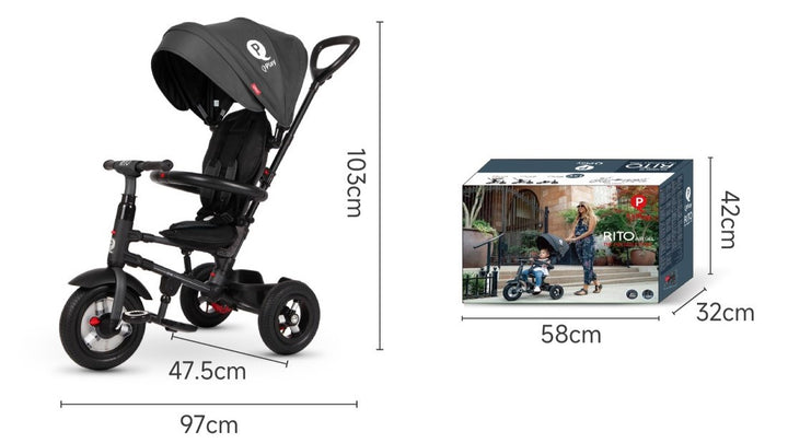 QPlay Rito Air Gel: Transforming Tricycle | Black