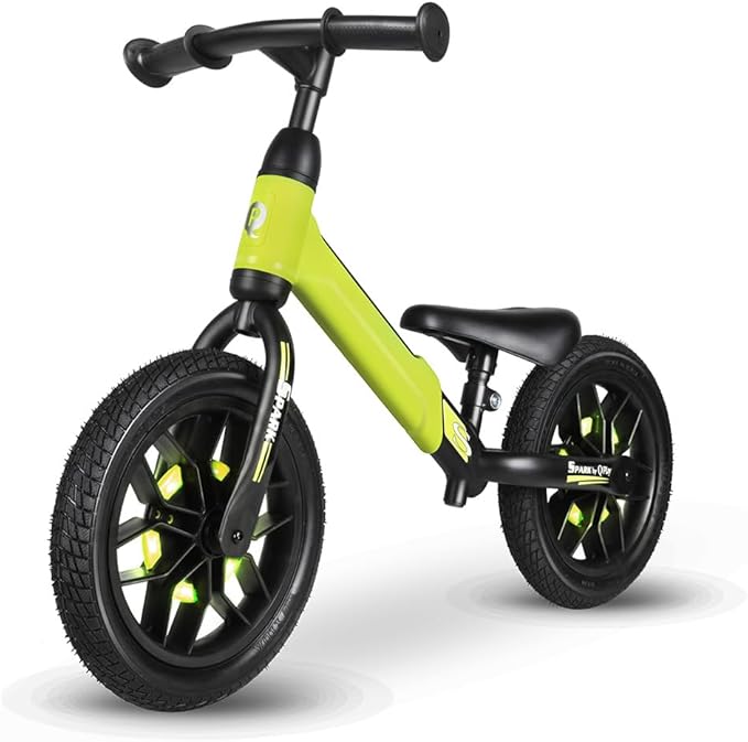 Qplay Spark Balance Bike with LED Lights - Green