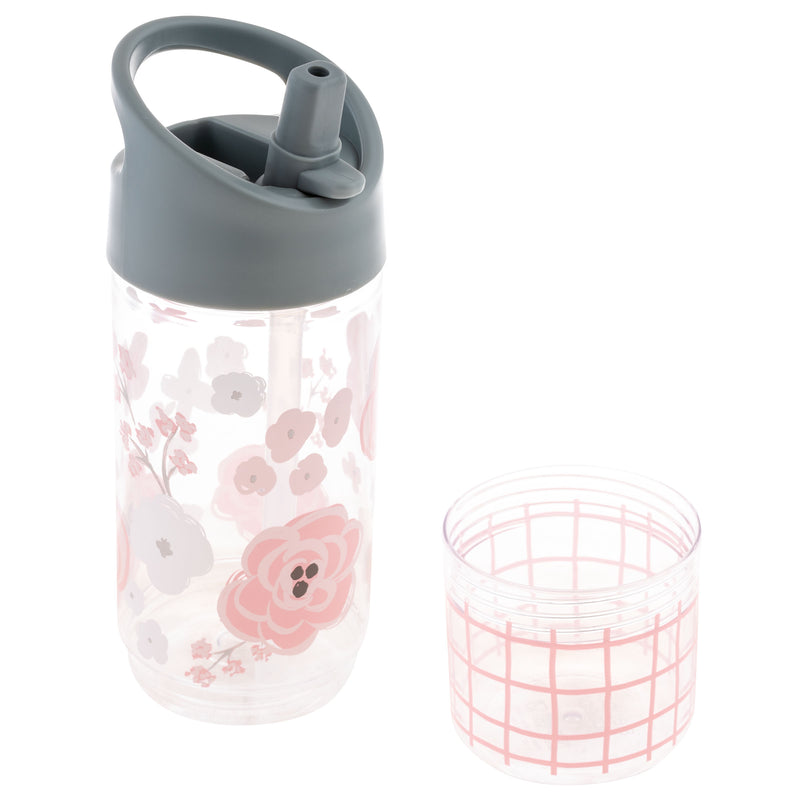 Stephen Joseph | Snack-Tastic Kids' Sip & Snack Bottle - Charcoal Flower