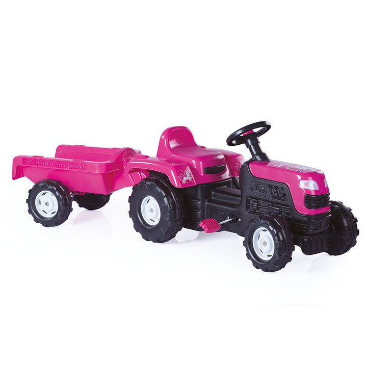 Dolu | Unicorn Kids Pedal Tractor with Trailer (Ages 3-6)