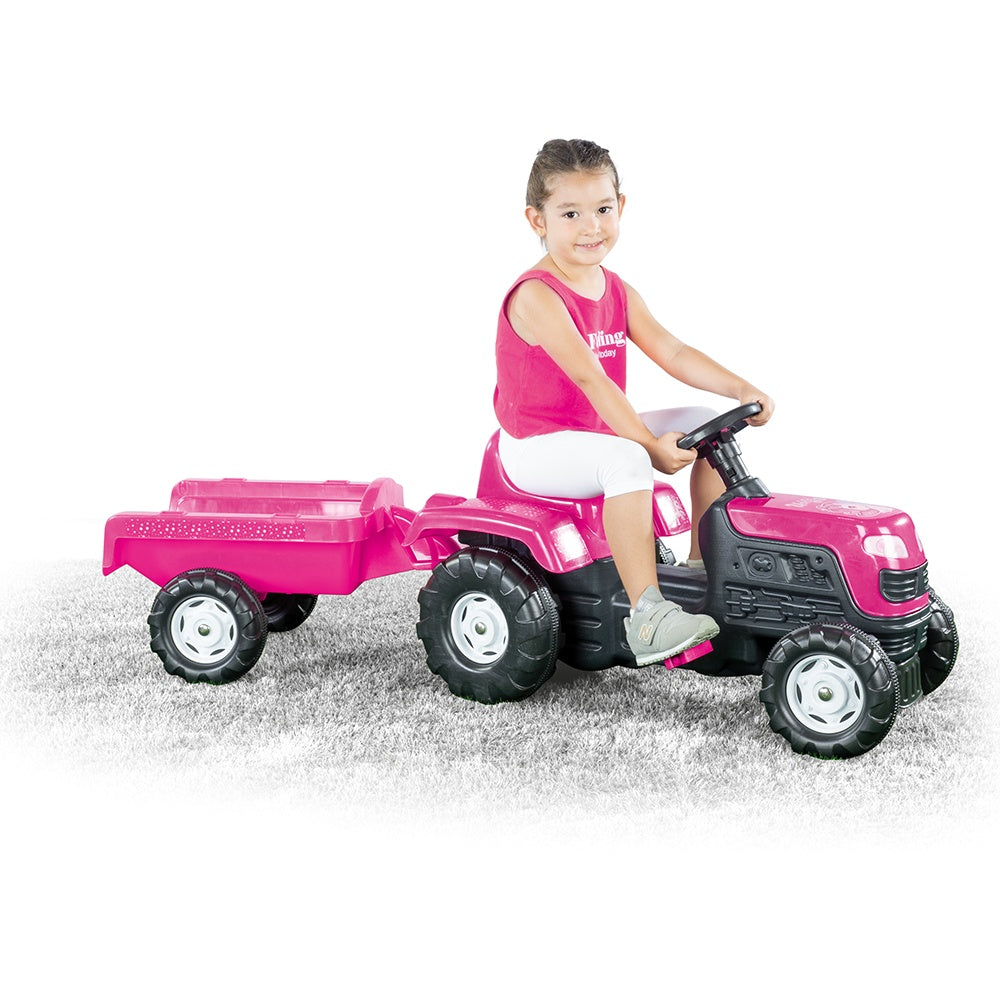 Dolu | Unicorn Kids Pedal Tractor with Trailer (Ages 3-6)