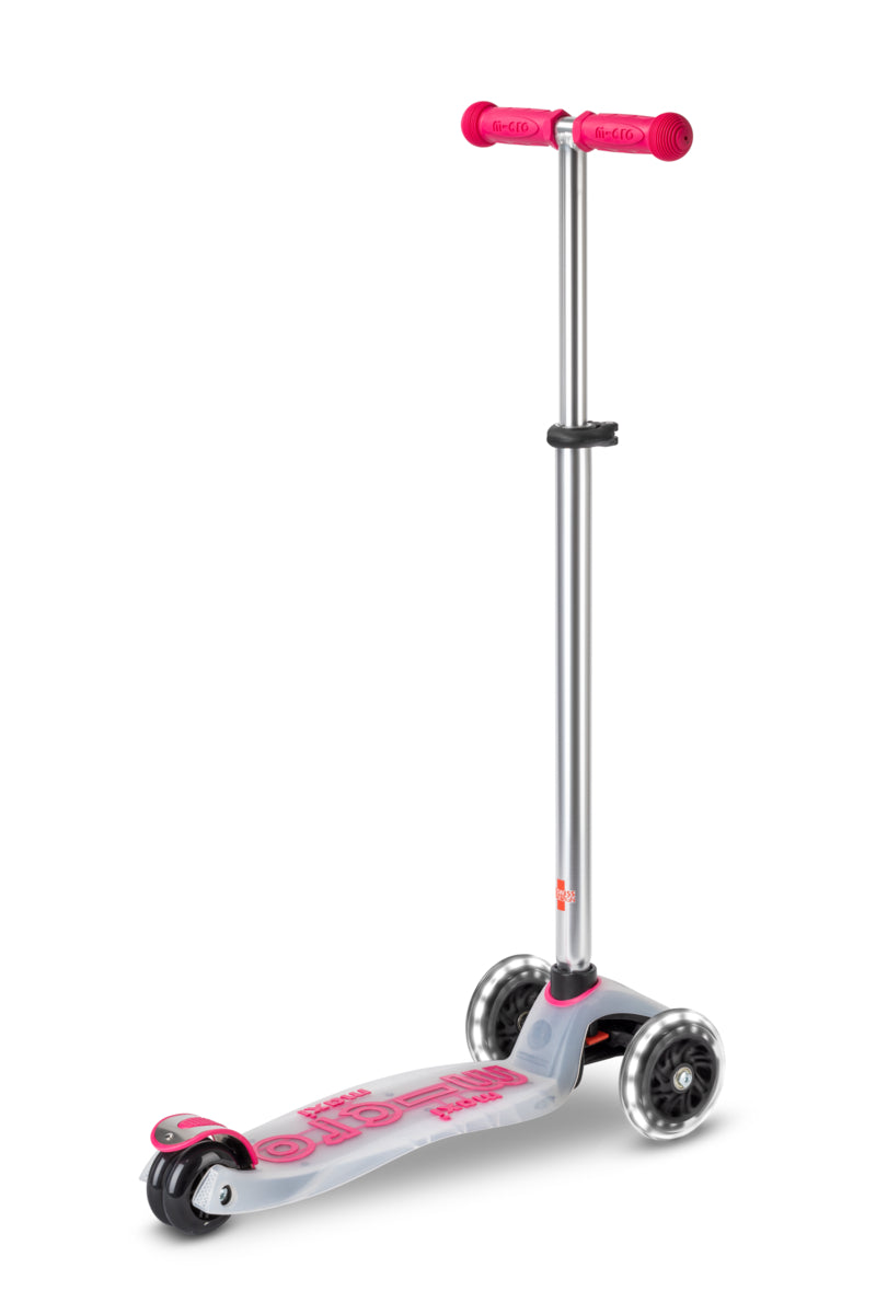 Maxi Micro Deluxe Flux LED - Pink- 3-Wheeled Scooter for Kids, Ages 5-12