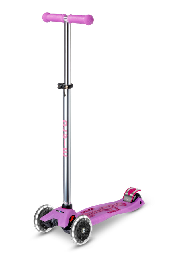 Maxi Micro Deluxe Glow - LED Wheels - Luminous Purple  - 3-Wheeled Scooter for Kids, Ages 5-12