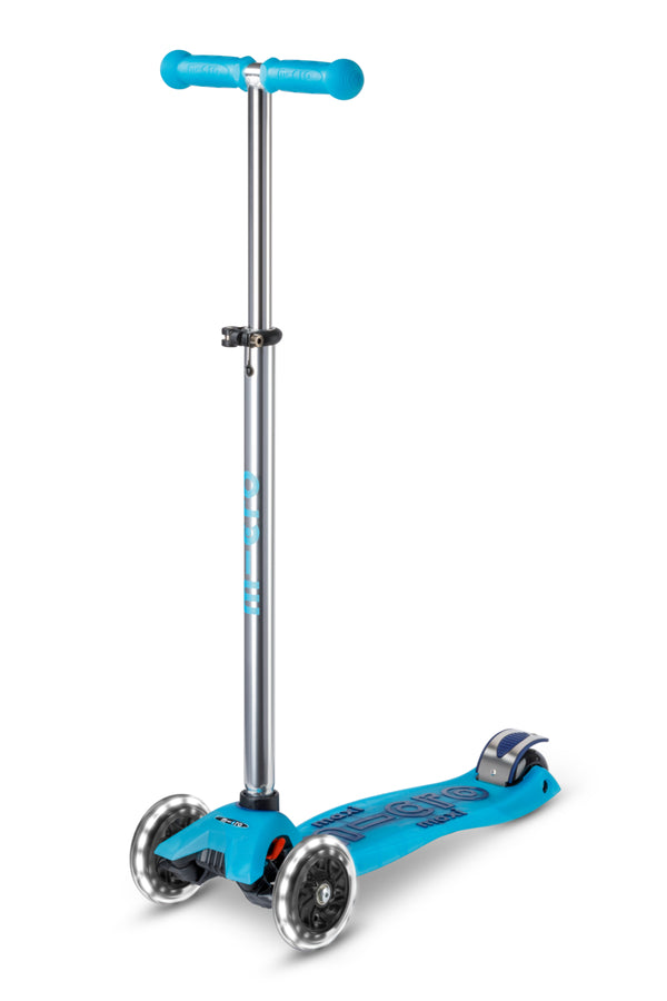 Maxi Micro Deluxe Glow - LED Wheels - Crystal Blue - 3-Wheeled Scooter for Kids, Ages 5-12