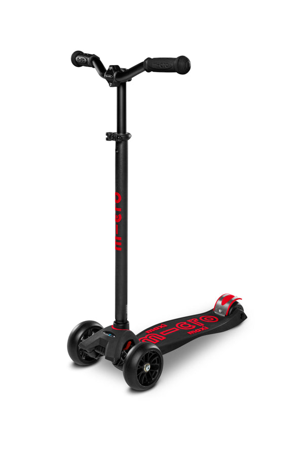 Maxi Micro Deluxe Pro - Black/Red - 3-Wheeled Scooter for Kids, Ages 5-12