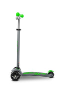 Maxi Micro Deluxe Pro - Grey/Green - 3-Wheeled Scooter for Kids, Ages 5-12