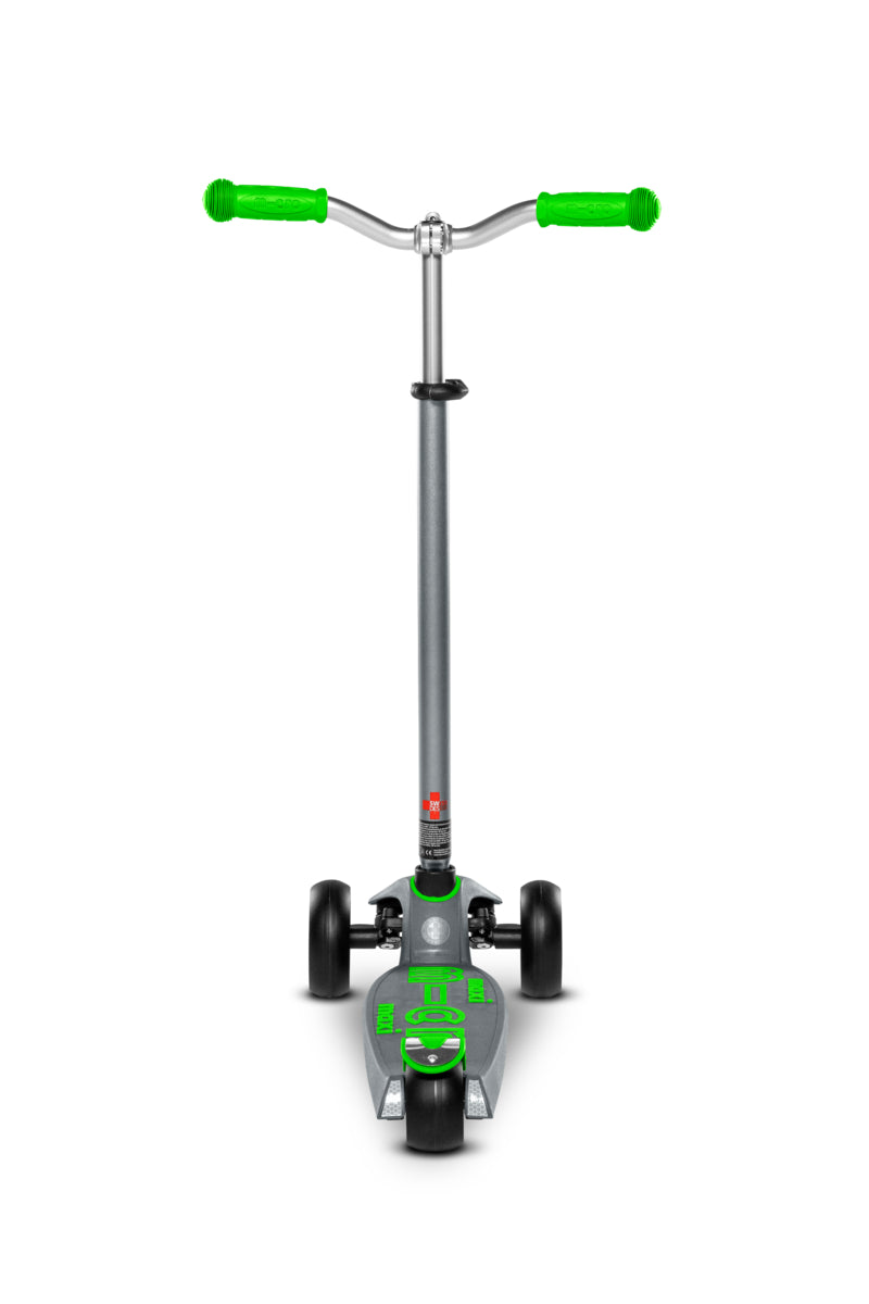 Maxi Micro Deluxe Pro - Grey/Green - 3-Wheeled Scooter for Kids, Ages 5-12