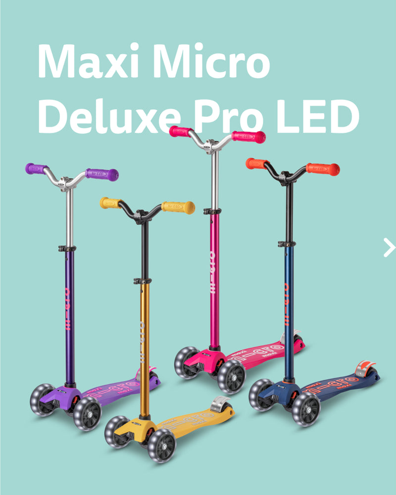 Maxi Micro Deluxe Pro - Black/Red - 3-Wheeled Scooter for Kids, Ages 5-12